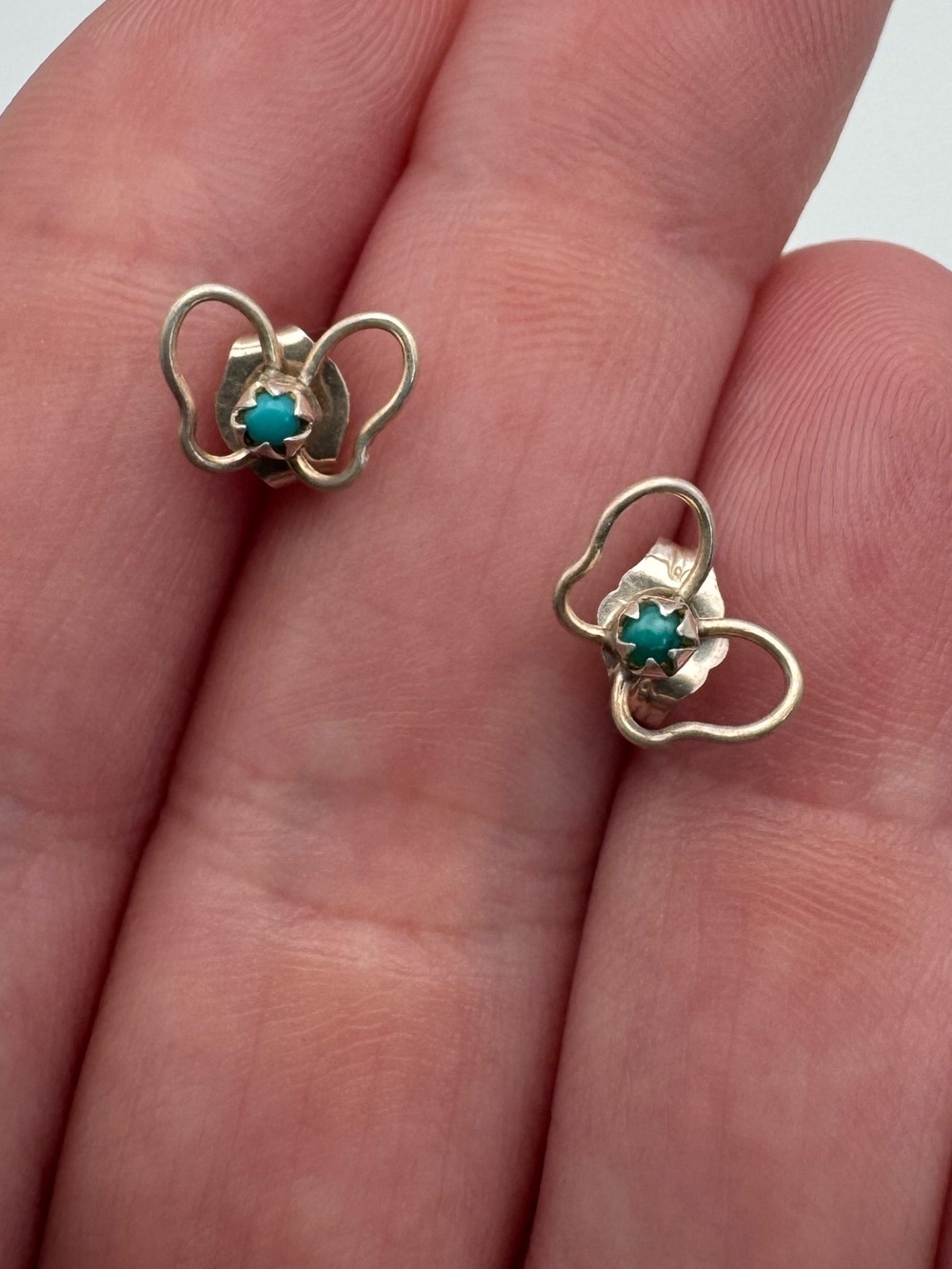 VTG Sterling Silver 925 Gemstone Butterfly Earrings